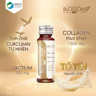 Nước uống collagen tổ yến giúp đẹp da, tăng cường sức khỏe Blossomy Premium lốc 10 chai x 50ml