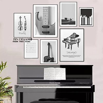 (ẢNH THẬT) Tranh treo tường âm nhạc 26 trang trí decor phòng nhạc cụ âm nhạc có khung