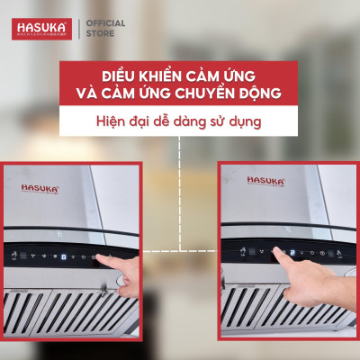 Máy hút mùi cảm ứng kính cong lưới inox HASUKA HSK-787, công suất motor 190W- Phím cảm ứng & cảm biến chuyển động tay - HÀNG CHÍNH HÃNG