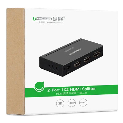 Ugreen UG4020140201TK Màu Đen Bộ chia HDMI 1 ra 2 hỗ trợ phân giải FULL HD - HÀNG CHÍNH HÃNG
