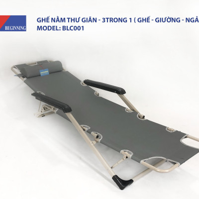 Ghế xếp thư giãn, Khung sắt cao cấp, Ghế xếp nằm ngủ trưa gấp gọn tiện lợi New Beginning