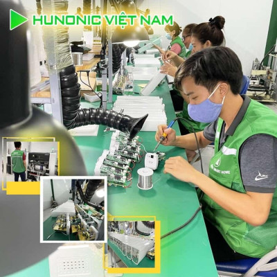 Công Tắc 2 Nút Wifi Kèm Ổ Cắm Hunonic Viền Vàng Bật Tắt Từ Xa Trên Điện Thoại & Ra Lệnh Giọng Nói