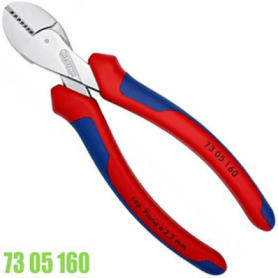 Kìm Cắt Knipex X-Cut Mạ Chrome 73 05 160 Lưỡi Tôi 64 HRC, Cộng Lực 40% & Cắt Thép Lò Xo Đến Ø2.2mm - Sản Xuất Tại Đức