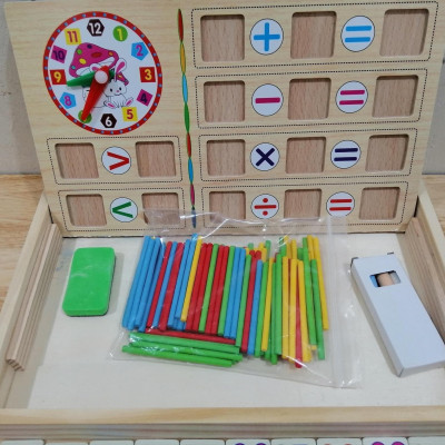 Đồ Chơi Giáo Dục, Hộp Toán Học Gồm Số 100 Que Tính Và Bảng 2 Mặt, Đồ Chơi Trí Tuệ Cho Bé