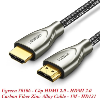 Ugreen UG50106HD131TK 1M màu Đen Cáp tín hiệu HDMI chuẩn 2.0 dây bọc lưới đầu hợp kim cao cấp - HÀNG CHÍNH HÃNG