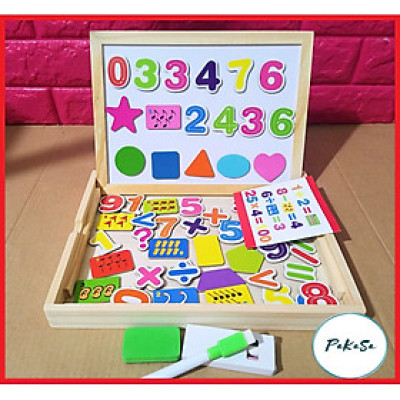 Bộ Tranh Gỗ Nhiều Họa Tiết ,  Các Con Số , Kí Tự Làm Toán Giúp Cho Bé Tập Nhận Diện Bằng Gỗ Nam Châm , Hai Mặt Bảng Cao Cấp Cho Bé PaKaSa - Hàng Chính Hãng  