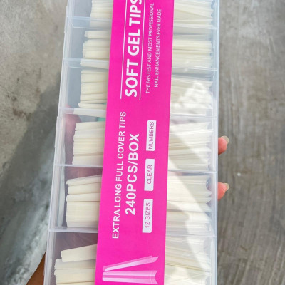 Móng Típ Nối Móng Giả Siêu Dài, 500pcs, Nhựa ABS An Toàn, 2 Màu Trong Và Đục Tự Nhiên, Phom Nhọn Và Thang Làm Nail