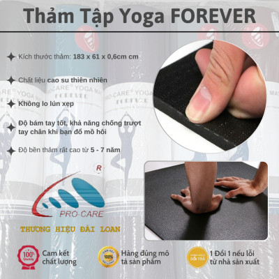 Thảm Yoga Chống Trượt Cao Su Thiên Nhiên PRO-CARE FOREVER - Thảm Tập Siêu Bám, Siêu Bền Chính Hãng