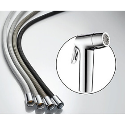 Bộ vòi xịt vệ sinh màu đen, loại dây đan vải, dài 1m2, hiệu Trevi