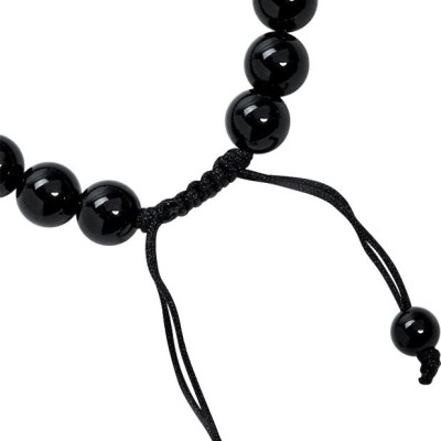 Vòng Đá Obsidian Phối Hải Lam Ngọc Và Charm Phật Bạc Ngọc Quý Gemstones VT56