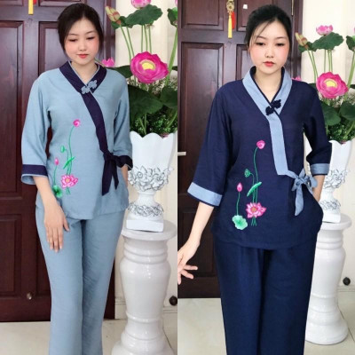 Đồ Lam Đi Chùa# Nhật Nơ 1Nút Vải Cao Cấp# Quần Áo Nữ # Đồ Bộ Nữ