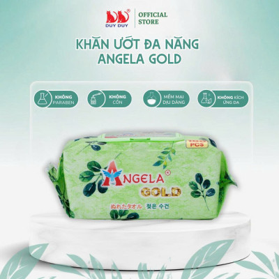 Combo 5 gói Khăn ướt đa năng cho bé Baby Angela Gold vải không dệt rayon cao cấp 100 miếng (18x20cm)