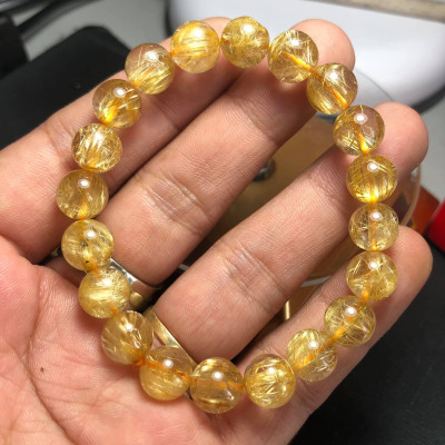 Vòng Tay phong thuỷ Thạch Anh Tóc Vàng 10mm Hàng Đẹp 4A Tóc Ánh Kim T2300700