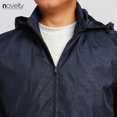 Áo jacket nam in chìm nón rời Novelty xanh đen 2203172