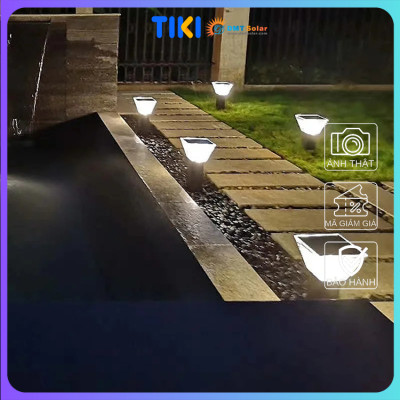 Đèn trụ vuông sân vườn năng lượng mặt trời cao 40-60cm tích hợp ánh sáng trắng/vàng