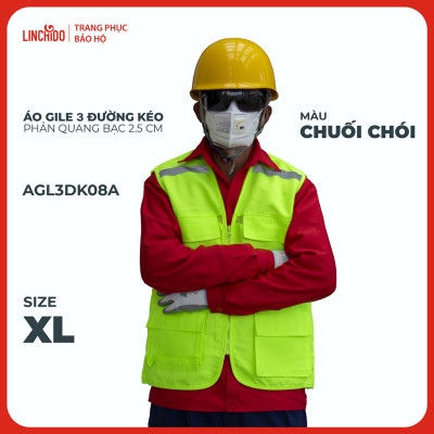 Áo Gile Kỹ Sư, Giám Sát Công Trình, Bảo Hộ Lao Động, 3 Đường Kéo, 6 Túi - Mã AGL3DK08A