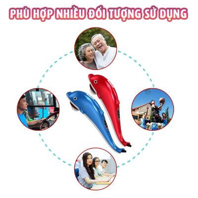 Máy mát xa cầm tay cá heo Nikio NK-608B - Điện tử, 6 đầu massage