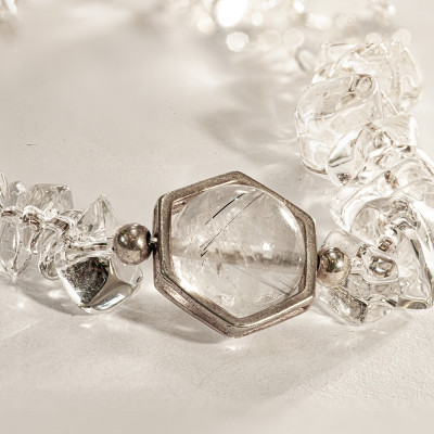 Vòng Tay Phong Thủy Thạch Anh Trắng Thiên Nhiên Mix Bạc 925 Cho Mạng Kim Thủy, Món Qùa Trang Sức  Phong Thủy May Mắn Ý Nghĩa  VK103 