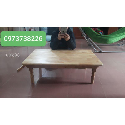Bàn Nhật, Bàn Gập Làm Bằng Gỗ Cao Su Tự Nhiên Hoàn Toàn kích thước 70x120cm