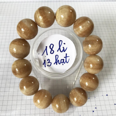 Vòng tay chuỗi hạt đường kính hạt 19 ly ( 1.9 cm) màu vàng nâu cho người mệnh Kim và Thổ