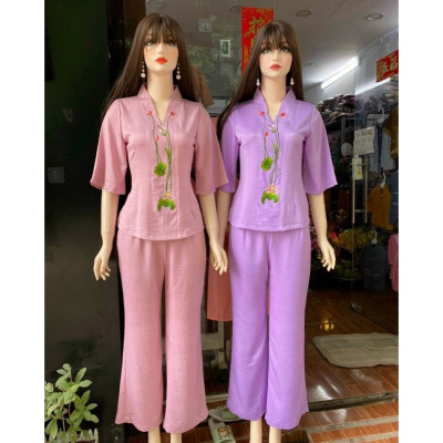 ĐỒ LAM ĐI CHÙA Mẫu Sen Lụa Pháp Cao Cấp S3