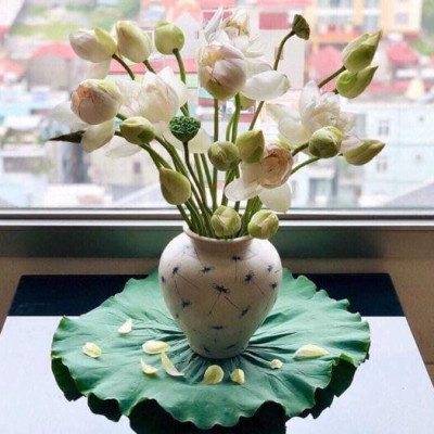 lọ hoa dáng vò cao 30cm gốm sứ Bát Tràng men rạn vẽ hoạ tiết