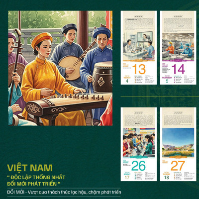 Lịch bloc 2026 - VIỆT NAM: Độc lập - Thống nhất - Đổi mới - Phát triển (23 x 46.5 cm)