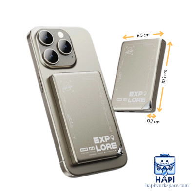 Sạc dự phòng từ tính hàng chính hãng WiWU Explore 5.000/10.000mAh, siêu mỏng, sạc không dây 15W, LED độc lạ