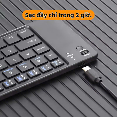 Bàn phím Bluetooth rời gấp gọn tương thích với Windows, Mac, iOS và Android kết nối điện thoại, laptop, máy tính bảng - Hàng chính hãng