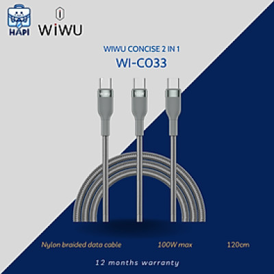 Cáp sạc hàng chính hãng WiWU Concise 3-in-1 100W WI-C033, combo 3 cáp, bọc dù
