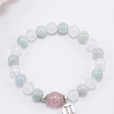 Vòng Tay Phong Thủy Nữ Đá Cẩm Thạch Phỉ Thúy Mix Ưu Linh Trắng (8mm) Nhiều Mệnh Ngọc Quý Gemstones