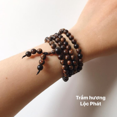 Chuỗi Hạt Trầm Hương Cao Cấp Sánh Chìm 108 hạt 6mm