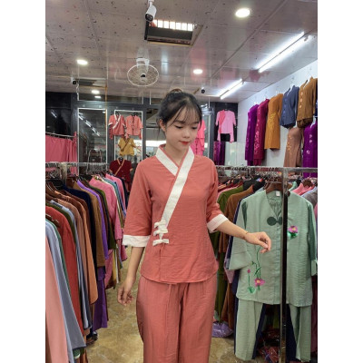 ĐỒ LAM ĐI CHÙA 3 NÚT Vải Tơ Cao Cấp