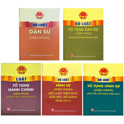 Sách Combo 5 cuốn sách Bộ Luật Dân Sự + Bô Luật Tố Tụng Dân Sự + Luật Tố Tụng Hành Chính + Bộ Luật Hình Sự + Bộ Luật Tố Tụng Hình sự (hiện hành)