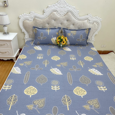 Ga giường chun cotton 100% bọc đệm tặng kèm 2 vỏ gối đầu