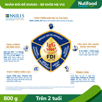 Sữa bột Nutifood GrowPLUS+ Sữa Non 2+ Lon 800g