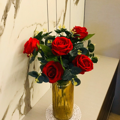 Set 20 cành hoa hồng nhung giả - dài 60cm - Hàng loại 1 - Cây giả, hoa lụa Decor trang trí nhà cửa