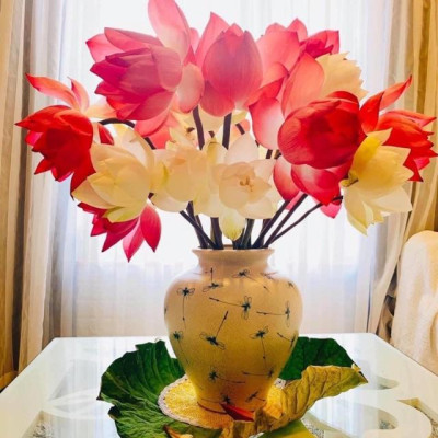 lọ hoa dáng vò cao 30cm gốm sứ Bát Tràng men rạn vẽ hoạ tiết