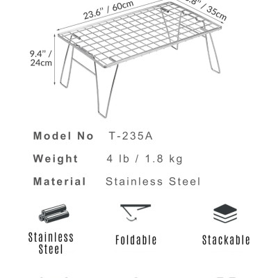 Kệ inox để đồ đa năng Campingmoon T-235A-1T (Kệ đơn) T235A T 235A 1T