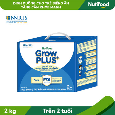 Sữa Bột GrowPLUS+ Biếng Ăn (Xanh) cho trẻ tăng cân khoẻ mạnh 2+ Hộp giấy 2 KG