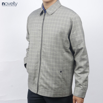 Áo Jacket nam 2 lớp cổ bẻ Novelty Casual caro nhỏ màu xám NJKMCNMT3B2305682