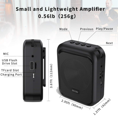 Máy Trợ Giảng Có Dây Shidu SD-M100 Cho Giáo Viên - Hàng Chính Hãng. SHIDU M100 Mini Portable Rechargeable Bluetooth Speaker with Wired Microphone Headset 10W 1800mAh Supports MP3 Format Audio for Teacher, Taxi Driver, Coaches, Training, Tour Guide
