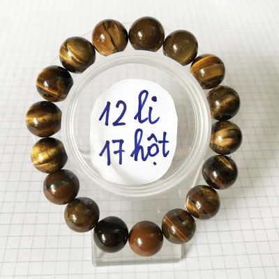 Vòng tay đá mắt hổ đường kính hột 15 ly cho người mệnh Kim và Thổ