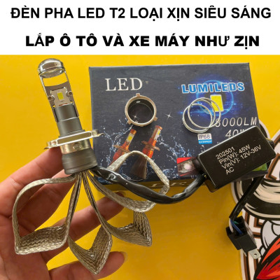 Mẫu Đèn Pha LED Bi Cầu T2 Cao Cấp – Siêu Sáng Lắp Xe Máy Ô Tô Dễ Dàng, Không Cần Độ Chế