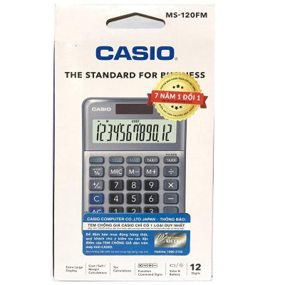 Máy Tính Văn Phòng Casio MS - 120FM - Màu Xám - Kèm Quà Chất