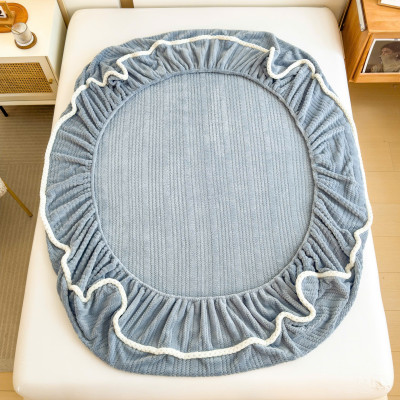 Bộ ga gối nỉ sữa LIDACO họa tiết dập vân chìm siêu mềm mịn cho mùa đông ấm áp dùng được cho nệm ~30cm