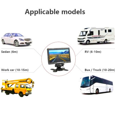 Bộ Màn Hình Camera Lùi Cho Xe Tải 24V 7.0 Inch Cáp 15M Camera 18 LED Hồng Ngoại Nhìn Trong Đêm Cho Xe Buýt Xe Tải Container Xe Công Trình