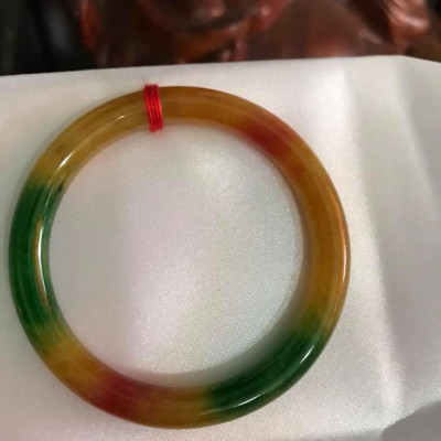 VÒNG CẨM THẠCH 3 MÀU VÀNG XANH ĐỎ ĐẬM Size 50MM x Dầy 7,2mm NỮ 45KG-54KG