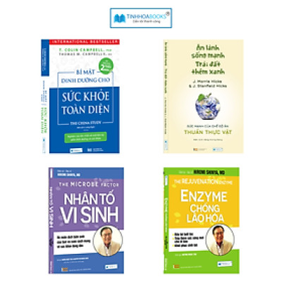 Combo 4 cuốn: Bí mật dinh dưỡng + Ăn lành sống mạnh + Nhân tố vi sinh + Enzyme chống lão hoá