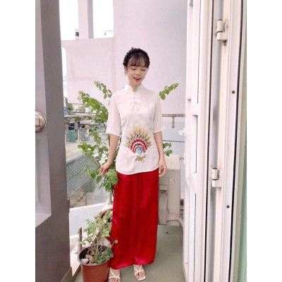 ĐỒ LAM ĐI CHÙA Mẫu Chim Công Thêu Cao Cấp